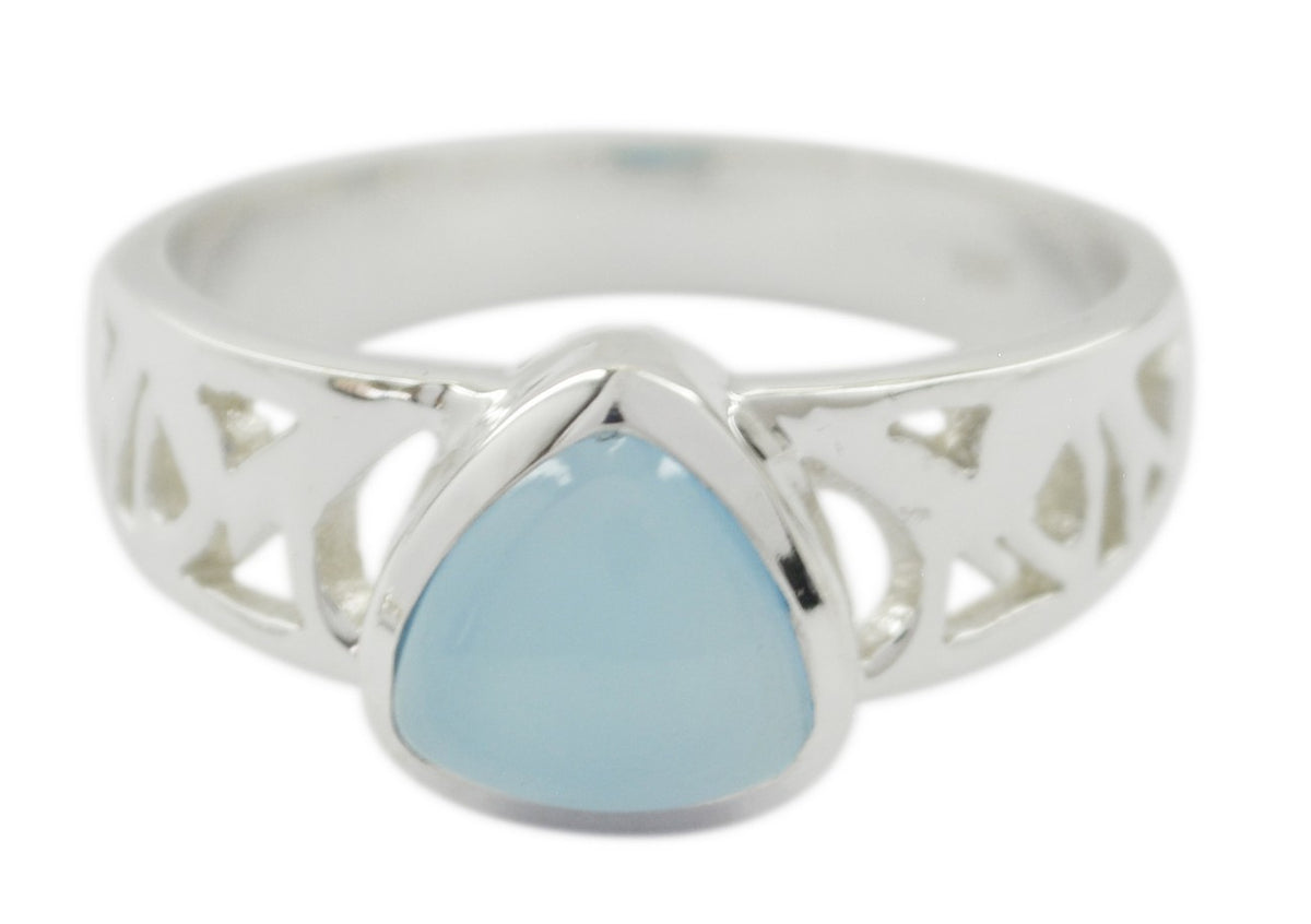 Suppiler Gemstones Chalcedony Solid Silver Ring Real Hip Hop Jewelry