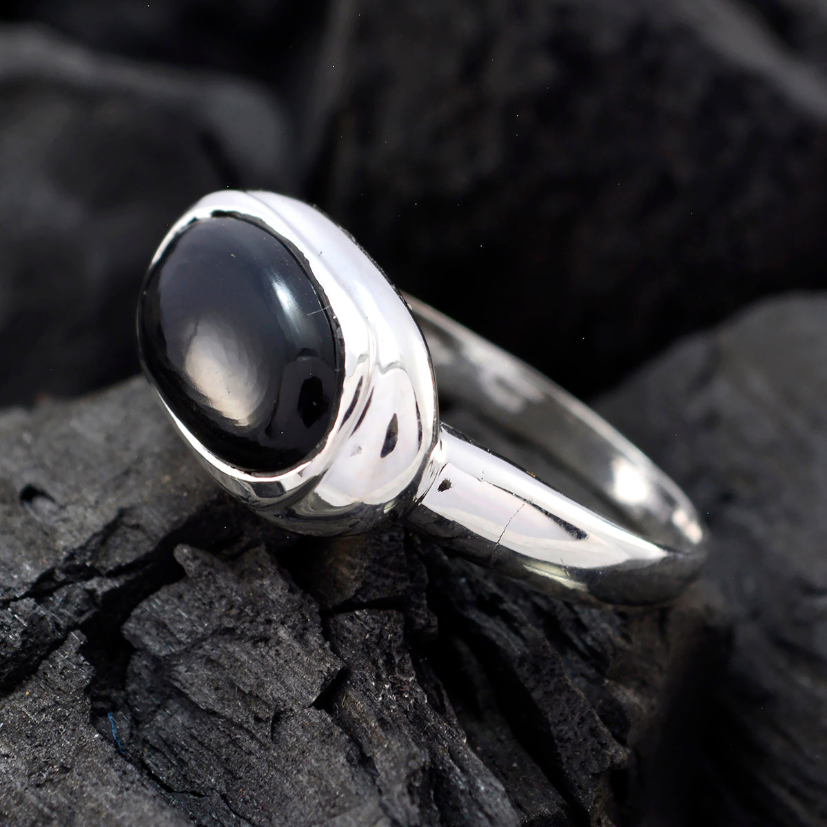 Supplies Stone Black Onyx 925 Sterling Silver Ring Heart Jewelry
