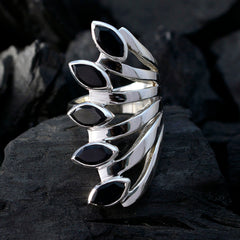 Symmetrical Gem Black Onyx 925 Sterling Silver Ring Jewelry Brands