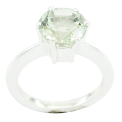 Symmetrical Gem Green Amethyst Sterling Silver Ring Hematite Jewelry