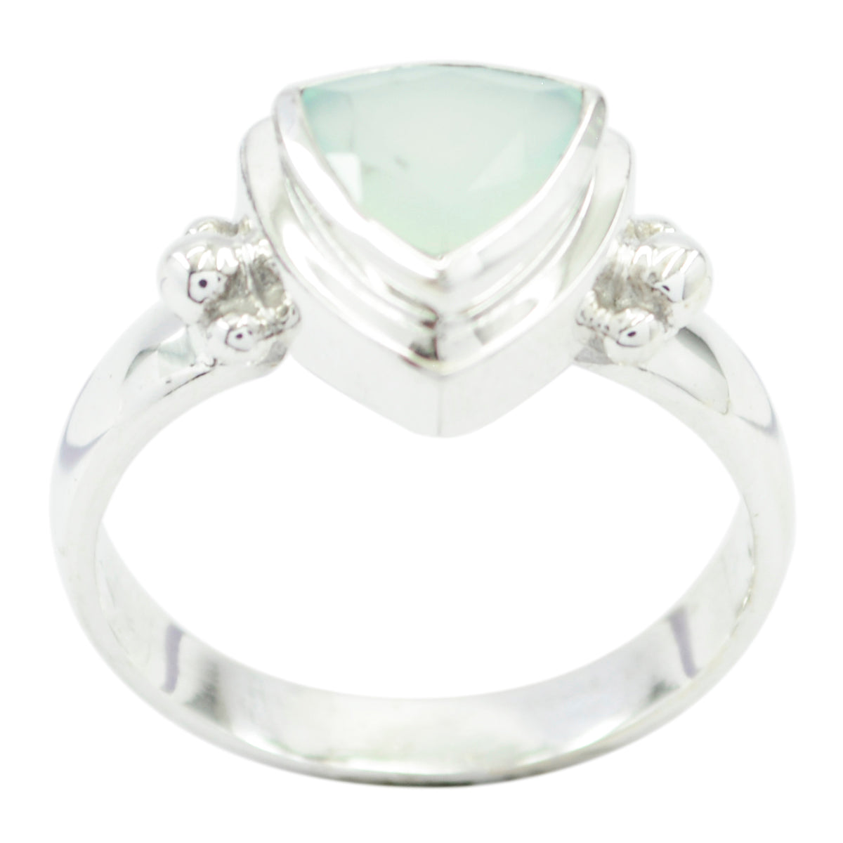 Symmetrical Gemstone Aqua Chalcedony Sterling Silver Ring Halloween