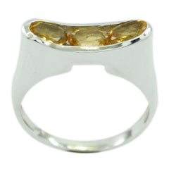 Symmetrical Stone Citrine 925 Sterling Silver Ring Super Jewelry