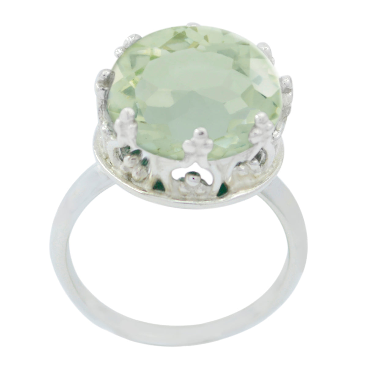 Taking Gemstone Green Amethyst Solid Silver Rings High End Jewelry