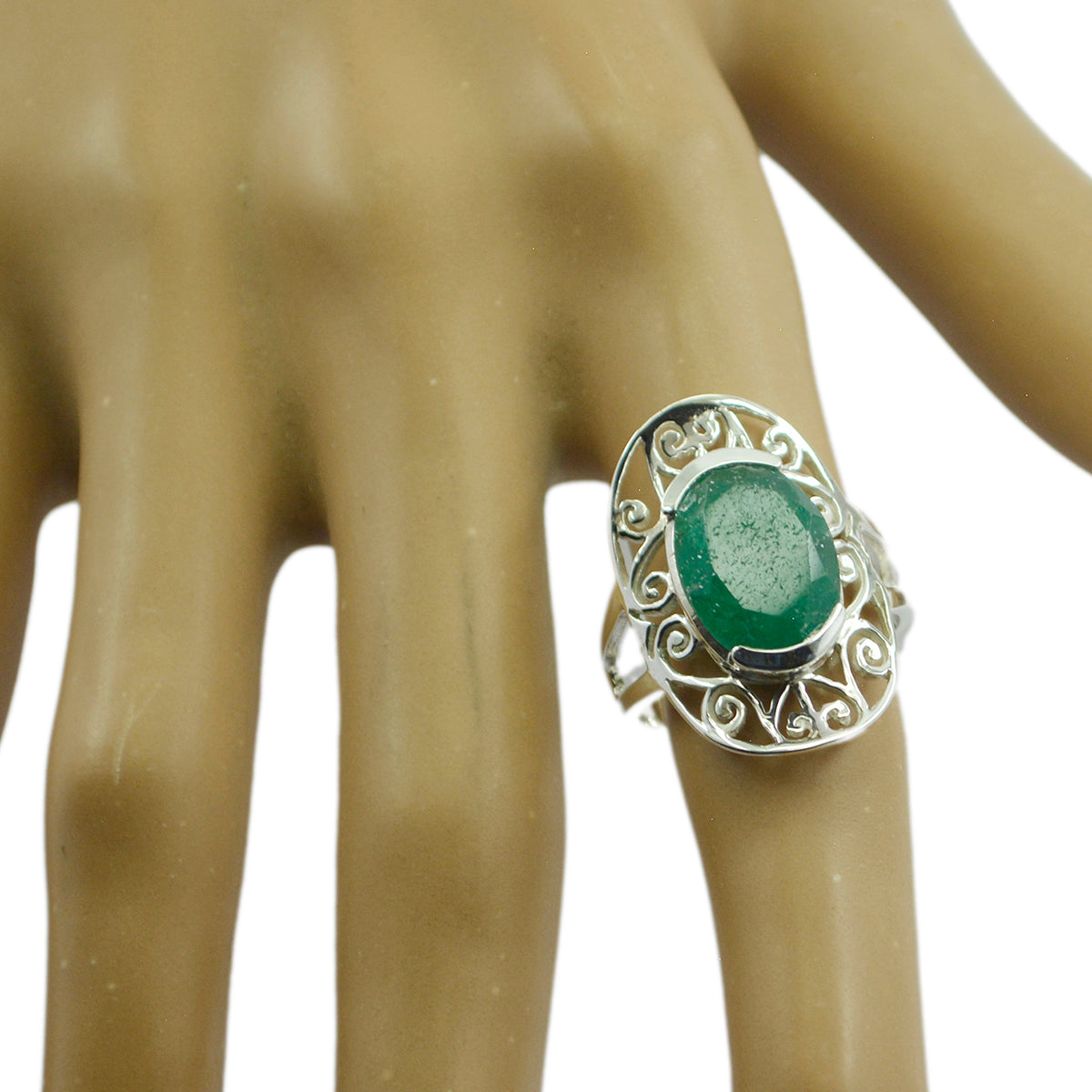 Tempting Gem Indianemerald 925 Sterling Silver Ring Jewelry Engraving