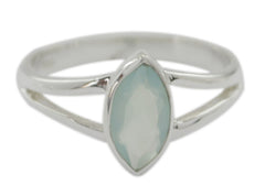 Very Nice Gem Aqua Chalcedony 925 Sterling Silver Ring Guess Jewelry