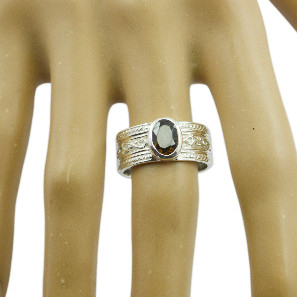 Very Nice Stone Smoky Quartz Sterling Silver Ring Jewelry Holder