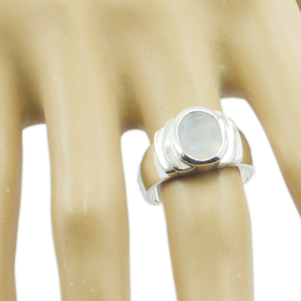 Well-Formed Gem Rainbow Moonstone Sterling Silver Ring Gift Grandfather