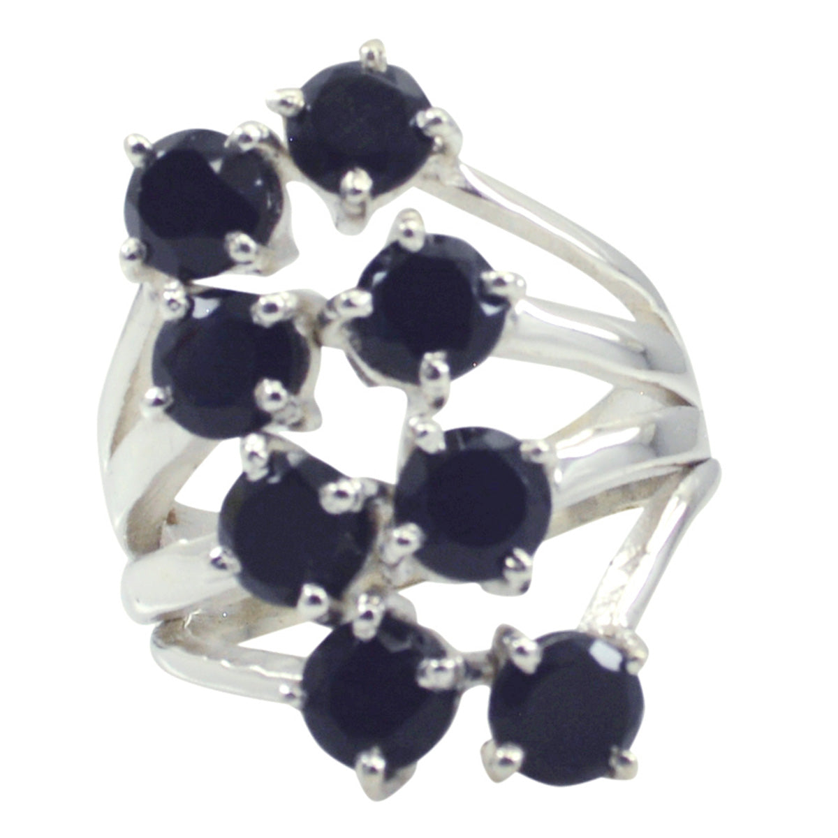 Well-Formed Gemstones Black Onyx Sterling Silver Ring Jewelry Channel