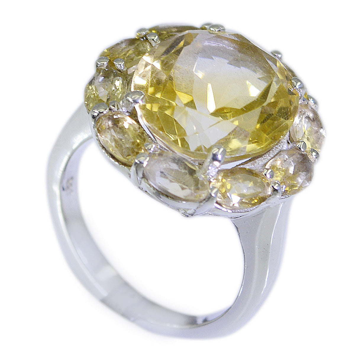 Well-Formed Stone Citrine Solid Silver Rings Swarovski Crystal Jewelry