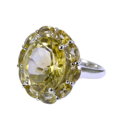 Well-Formed Stone Citrine Solid Silver Rings Swarovski Crystal Jewelry
