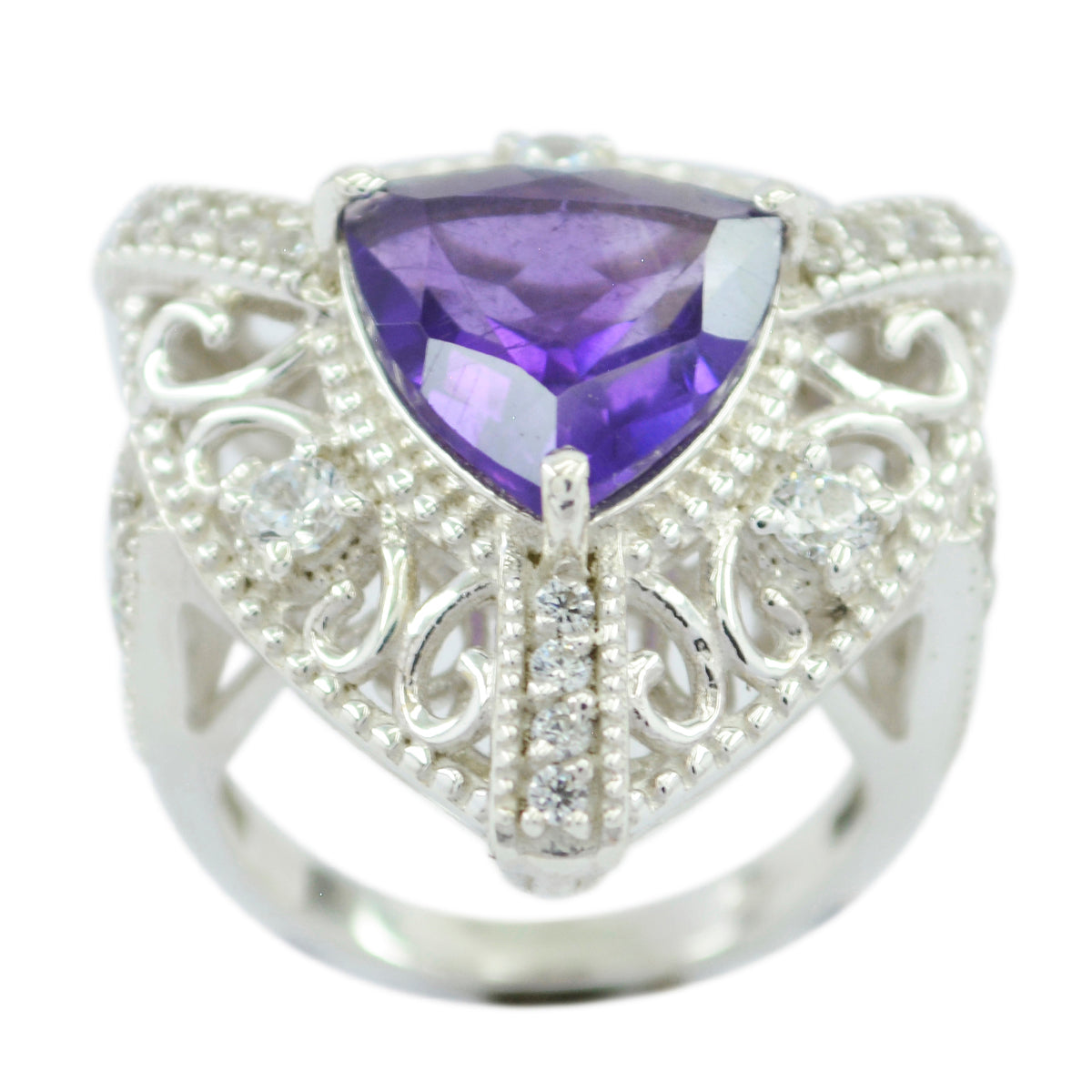 Wholesale Stone Amethyst 925 Sterling Silver Rings Gift For Fathers