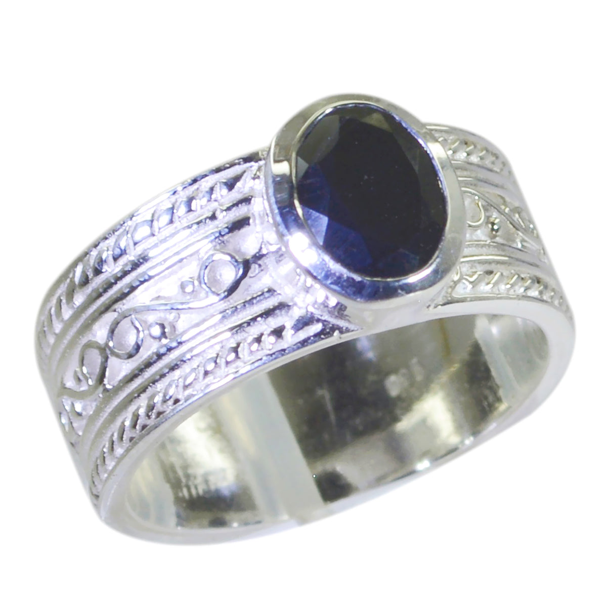 Winning Gemstone Black Onyx 925 Silver Ring Hand Stamped Jewelry