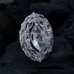 Wonderful. Gem Crystal Quartz Silver Ring American Indian Jewelry