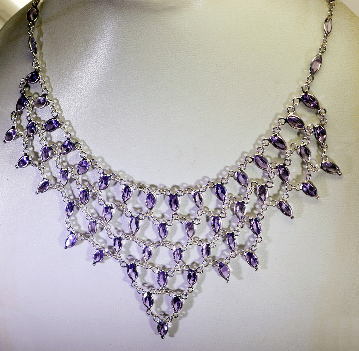 exporter 925 Solid Sterling Silver resplendent genuine Purple Necklace gift UK