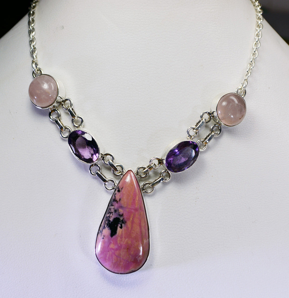 jaipur 925 solid sterling silver splendid natural multi necklace gift uk