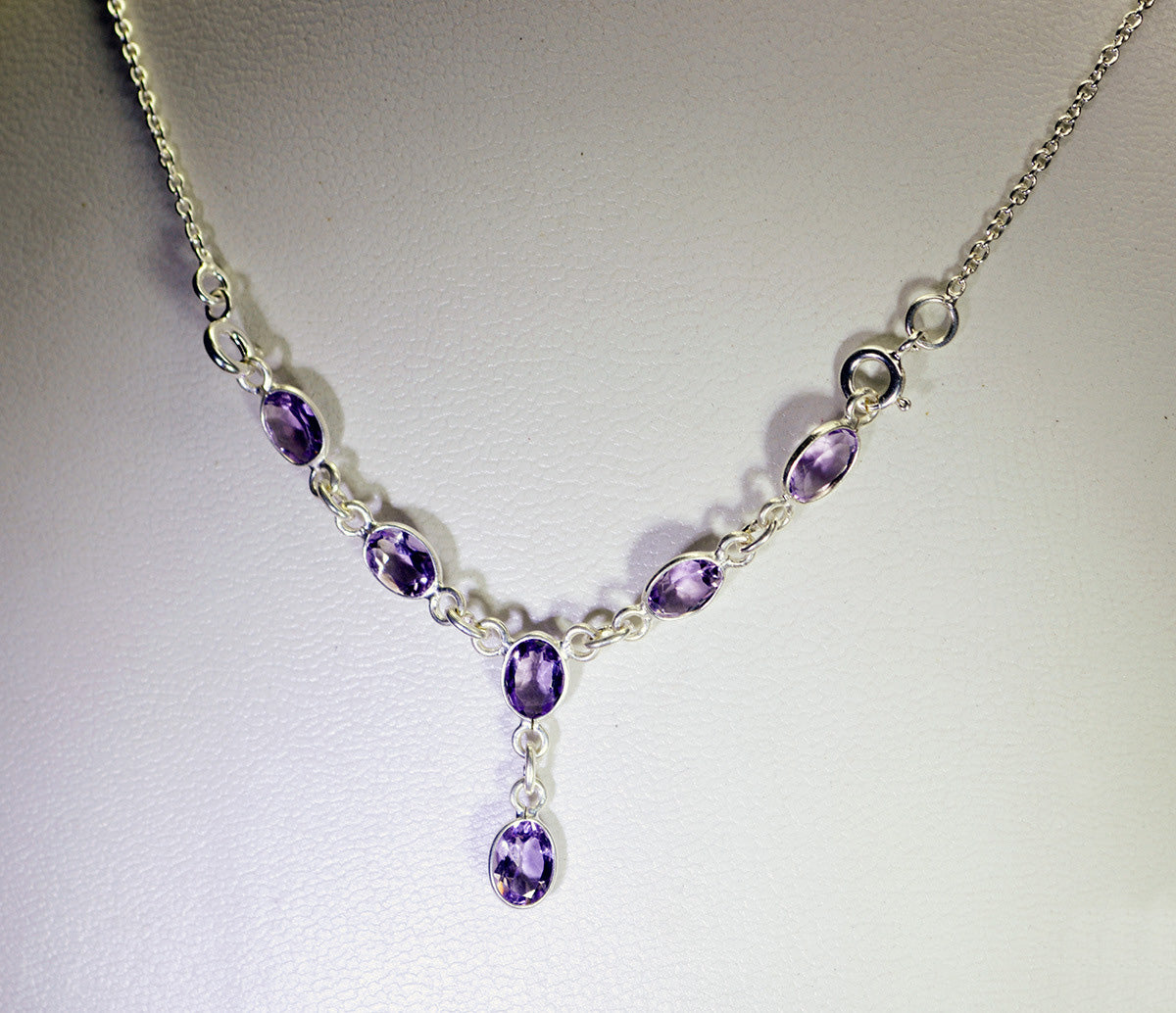 suppiler 925 solid sterling silver comely natural purple necklace gift uk Main image
