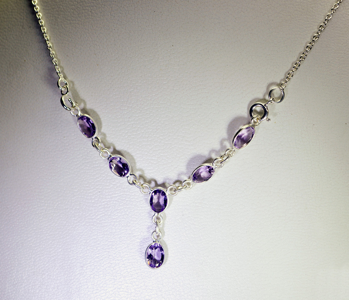 suppiler 925 Solid Sterling Silver comely Natural Purple Necklace gift UK
