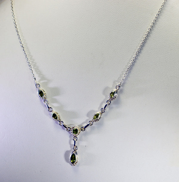 supplies 925 solid sterling silver delicate natural green necklace gift uk