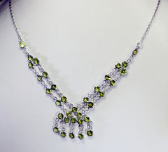 supply 925 Solid Sterling Silver elegant genuine Green Necklace gift UK