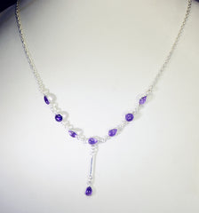 supply 925 Solid Sterling Silver handsome Natural Purple Necklace gift UK